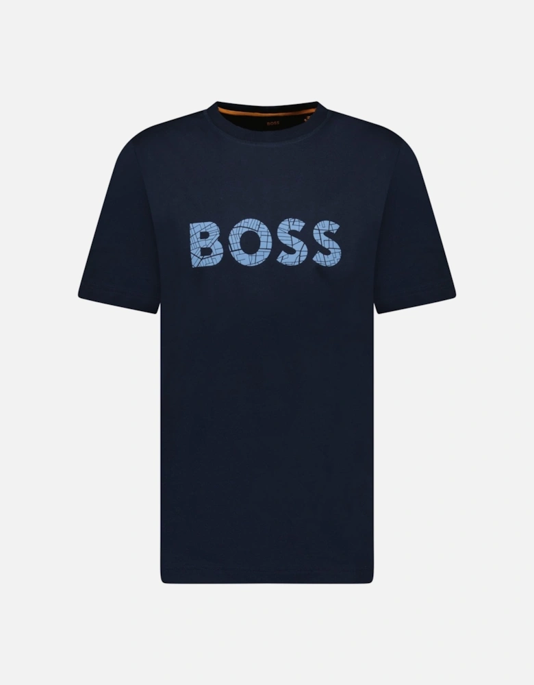 Blue Rubberised Logo T-Shirt Navy