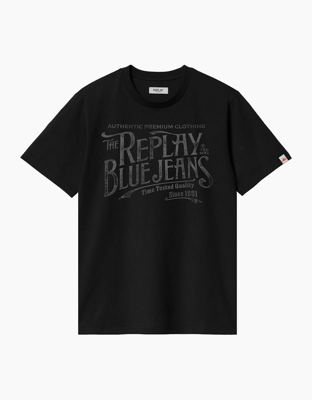 Replay Men's Black Royal Eagle Blue Jeans Chest Logo T-Shirt  36 Small