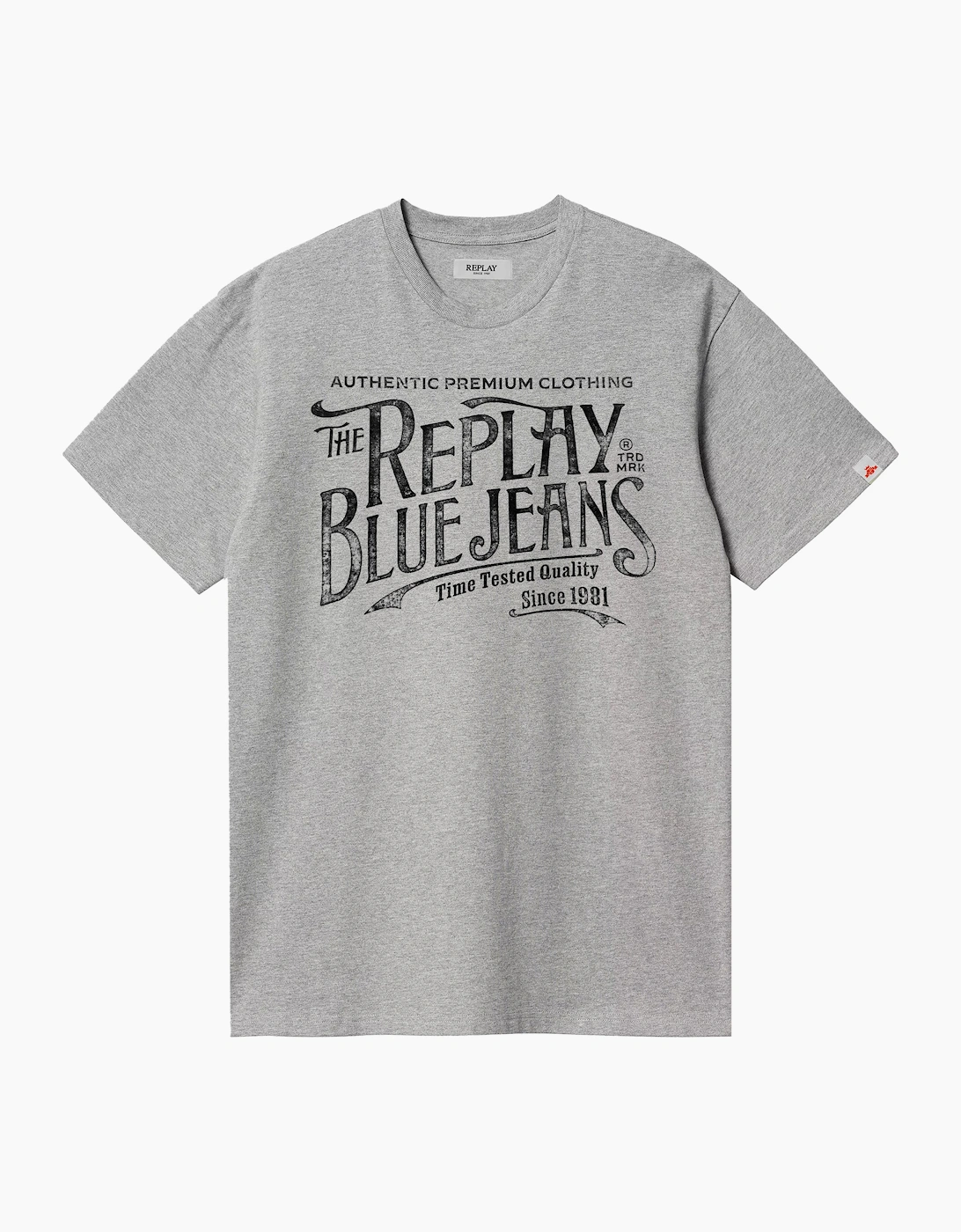 Replay Men's Grey Royal Eagle Blue Jeans Chest Logo T-Shirt  36 Small
