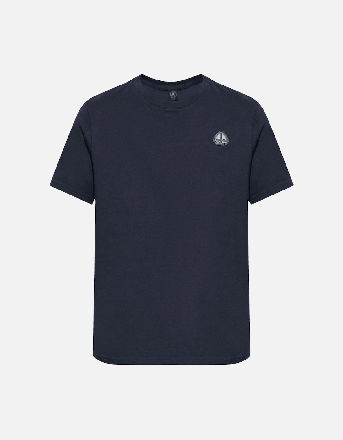 Moose Knuckles Men's Crescent Metal Logo Regular Fit Navy Blue T-Shirt - Size: 40