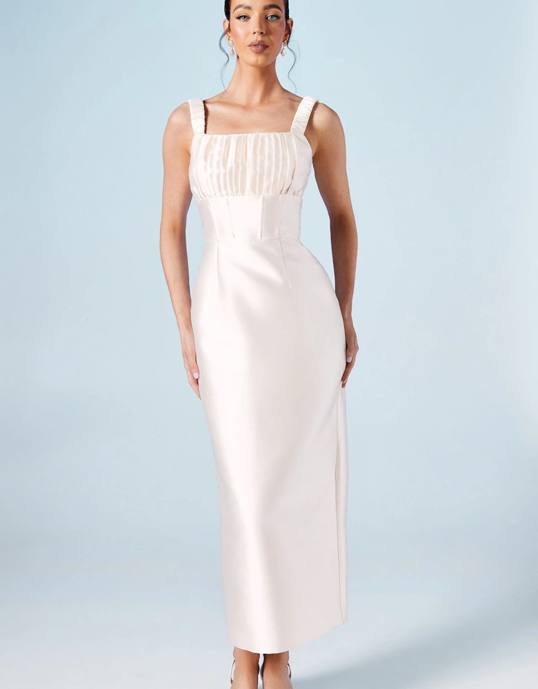 Ruched Bodice Column Wedding Dress