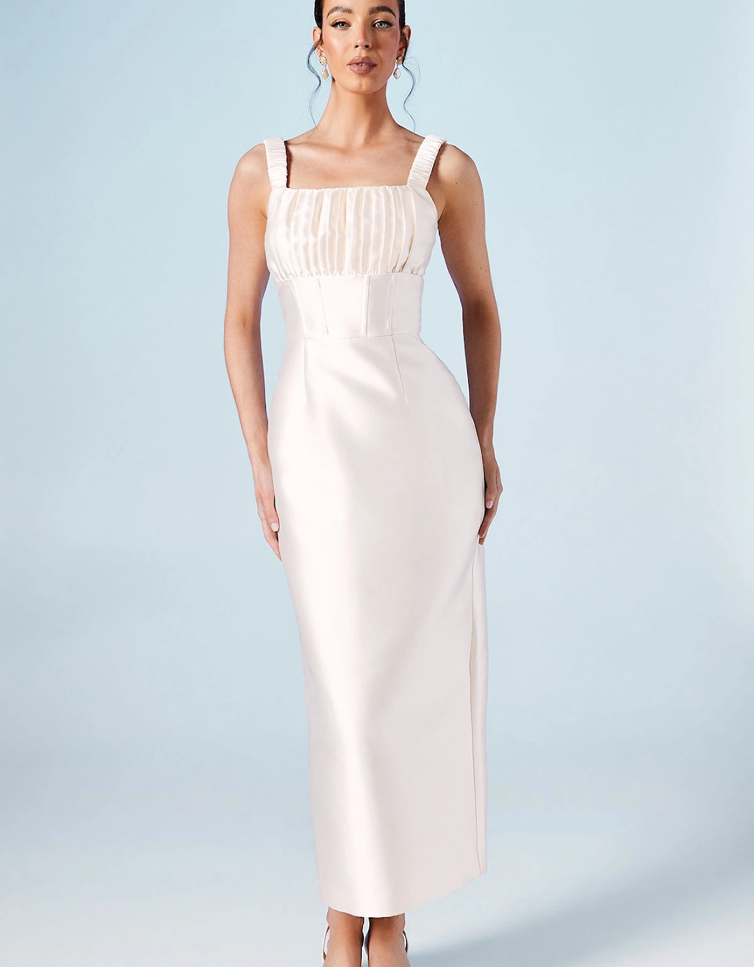 Ruched Bodice Column Wedding Dress, 2 of 1