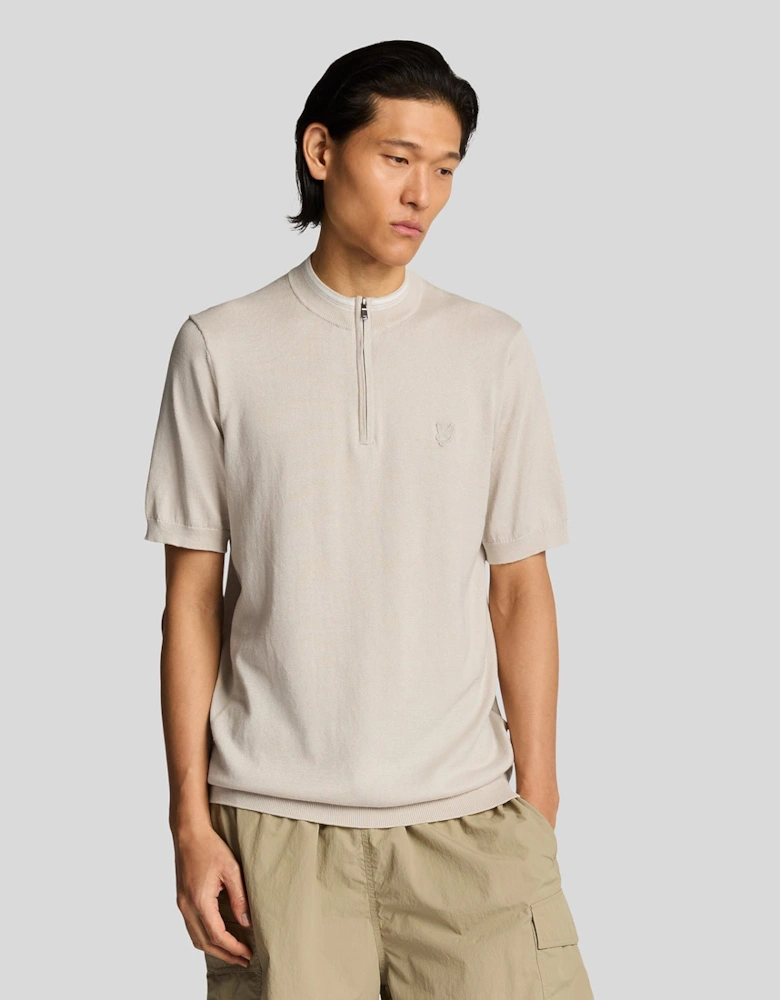 Tipped Mock Neck Short Sleeve Jumper