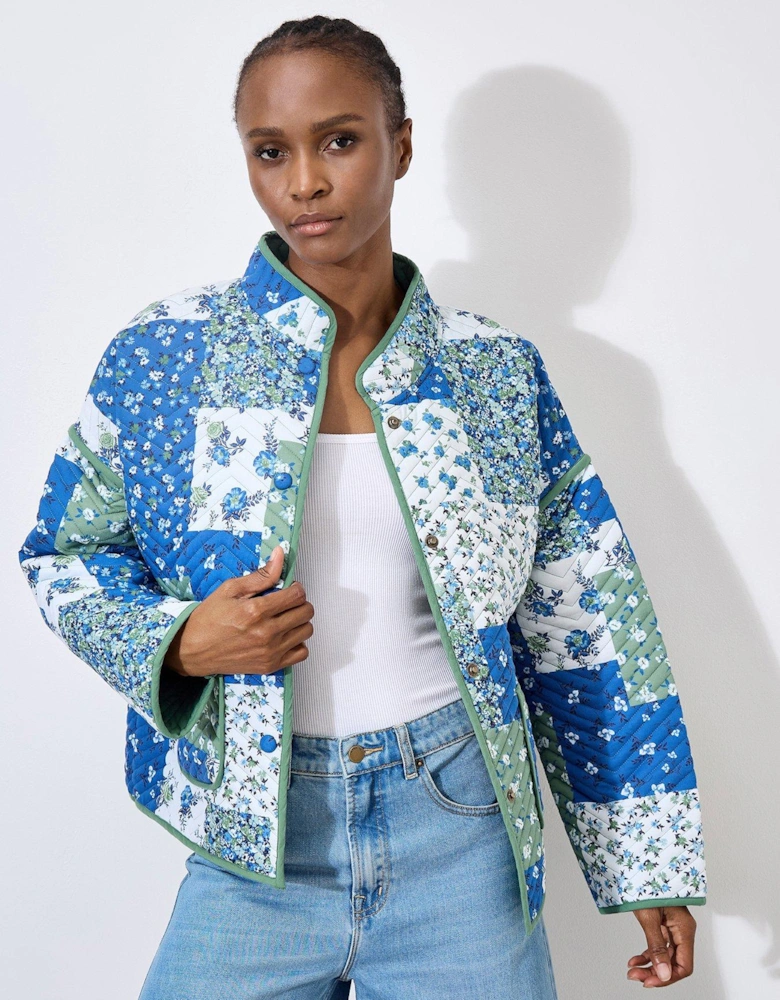 Patchwork Print Quilted Jacket