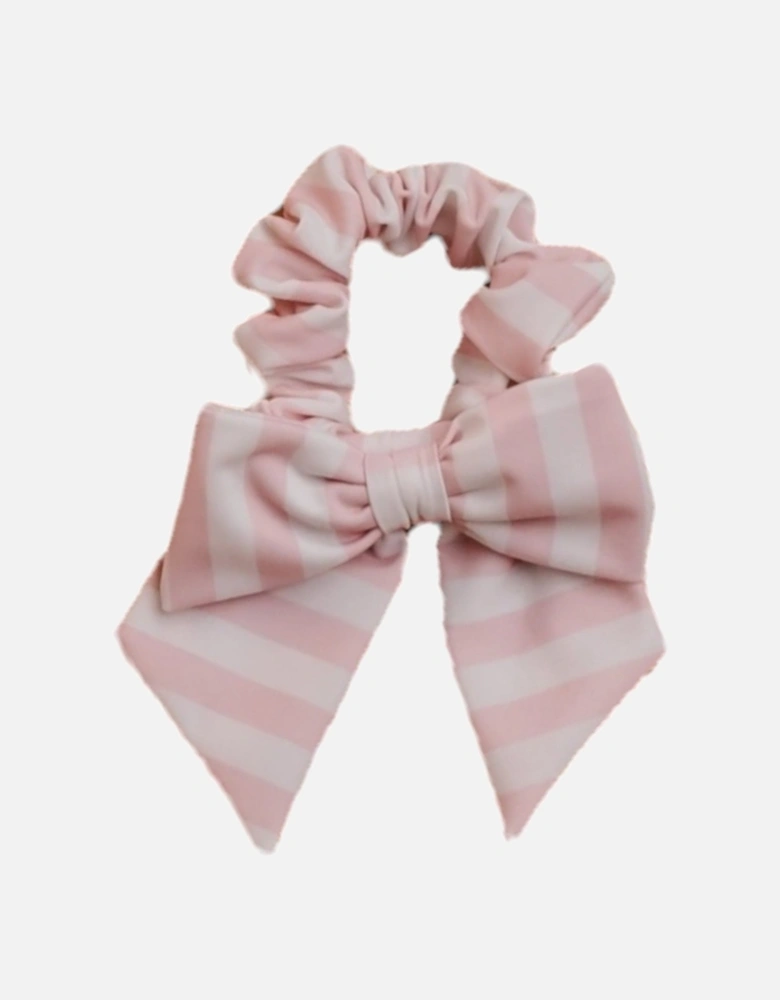 Girls Pink Stripe Hair Bow Scrunchie