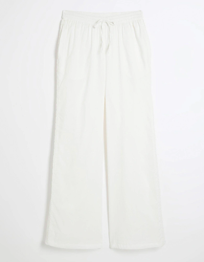 Lace Insert Trousers - White