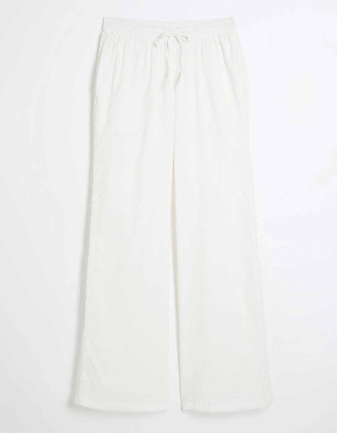 Lace Insert Trousers - White
