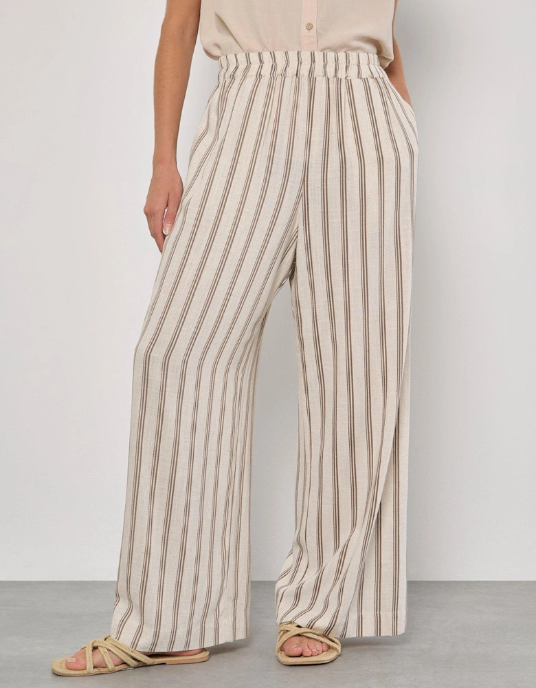 Full Length Stripe Linen Mix Trouser