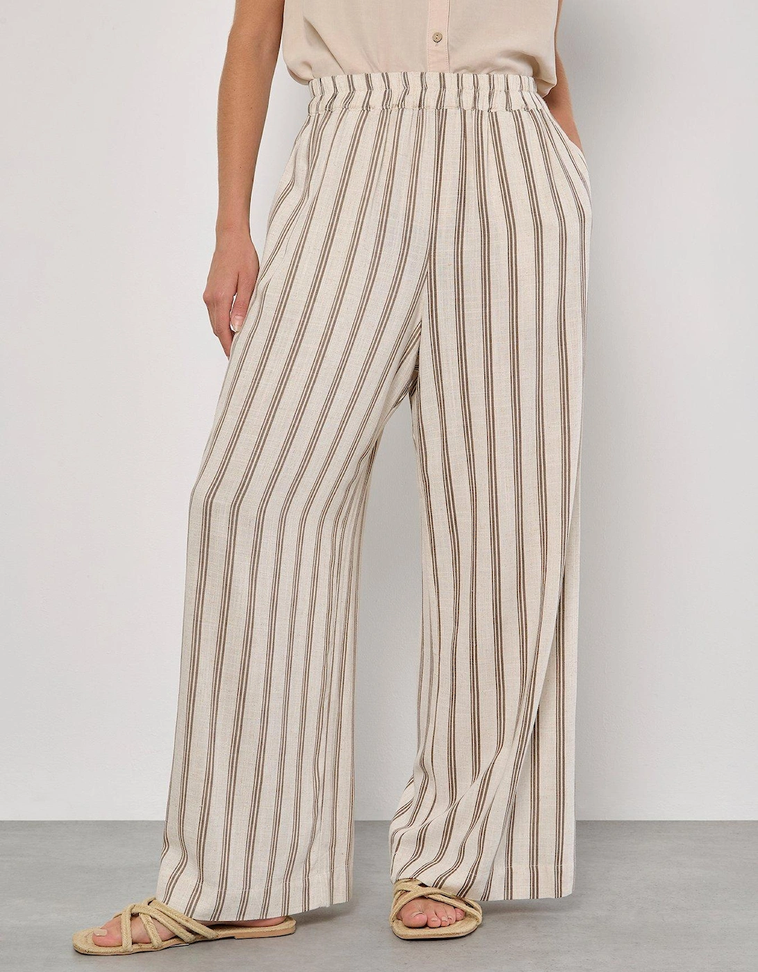 Full Length Stripe Linen Mix Trouser, 2 of 1