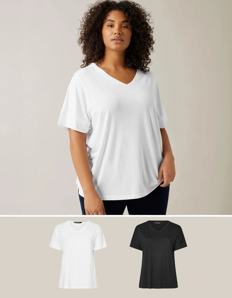 2 Pack Modal T-Shirt - Black/White