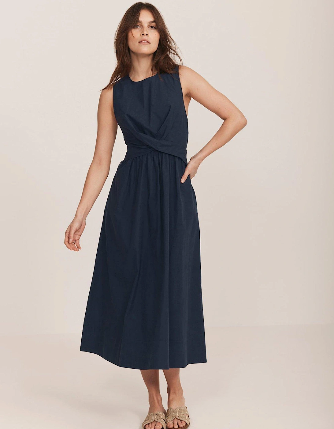 Navy Twist Midi Dress, 2 of 1