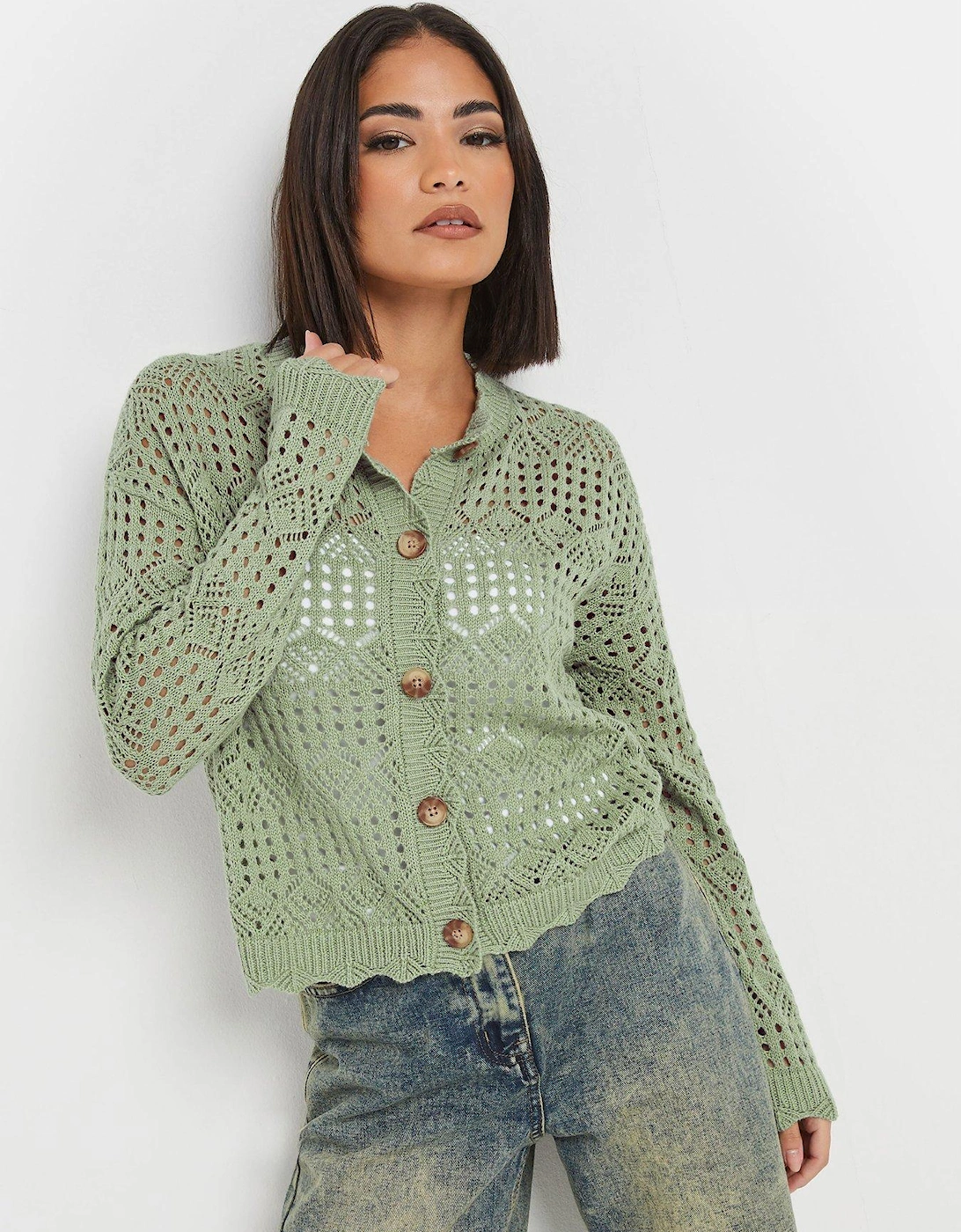 Petite Button Crochet Cardigan, 2 of 1