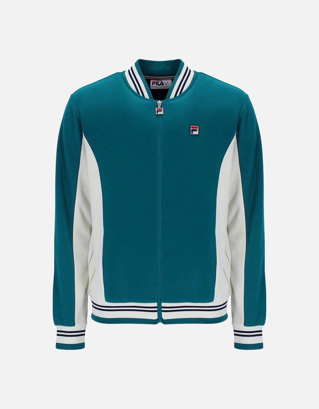 Men's Fila Settanta Baseball Track Top Jacket Deep Lagoon/Gardenia/Black - Size: 4XL