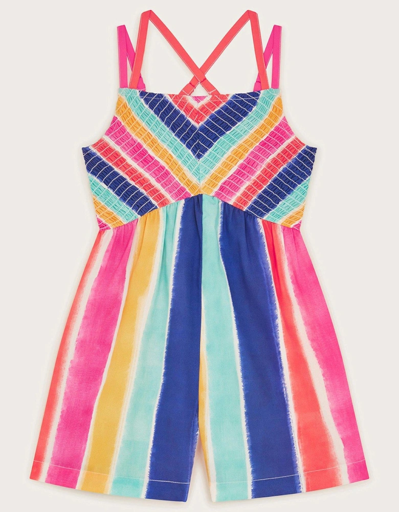 Girls Strappy Stripe Playsuit - Multi