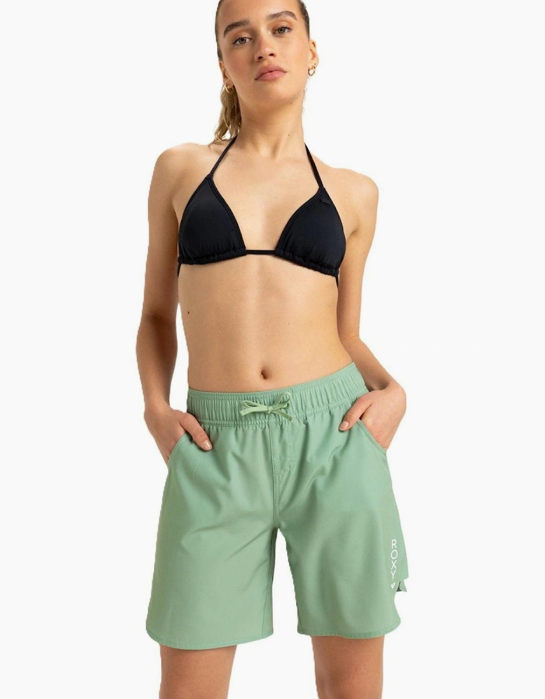 Women's Roxy Womens Wave 7 Inch Boardshorts - Green - Size: 14/14