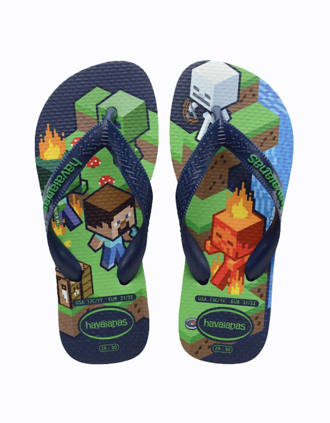 Boy's Havaianas Kids Minecraft Flip Flops - Navy - Size: 12K