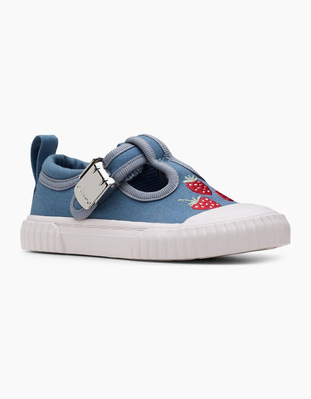 Clarks Girls Blue 'S Foxing Berry T Infant Canvas Shoes  (Standard) 6.5/F Kids