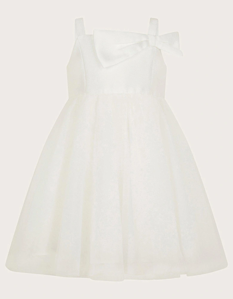 Baby Girls Betty Bow Twill Dress - Ivory