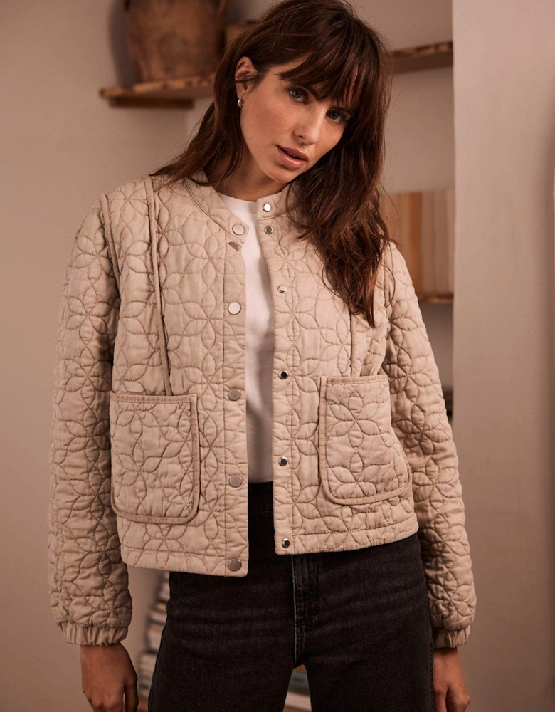 Beige Washed Quilted Jacket