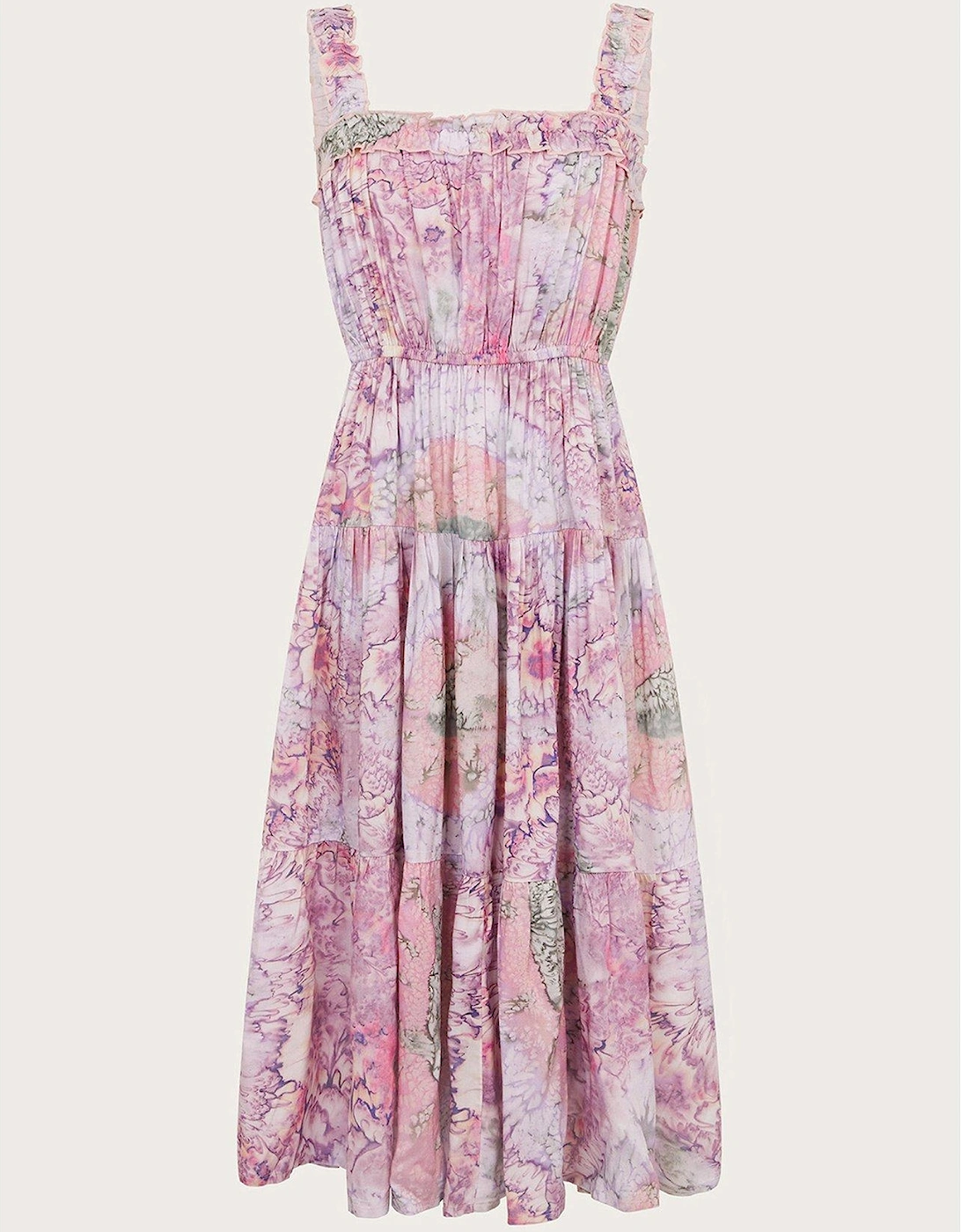 Girls Strappy Marbled Floral Maxi Dress - Pink, 2 of 1