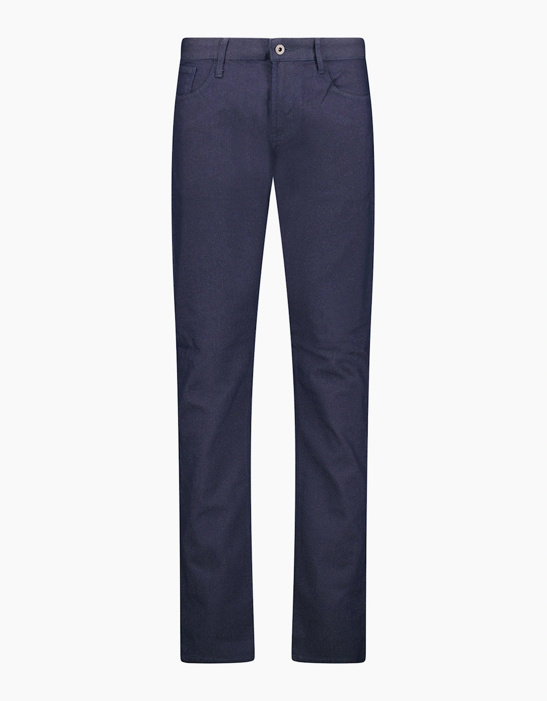 Men's Emporio Armani J06 Slim Fit 5 Pocket Grey Eagle Black Belt Patch Jeans Navy - Size: 28/32