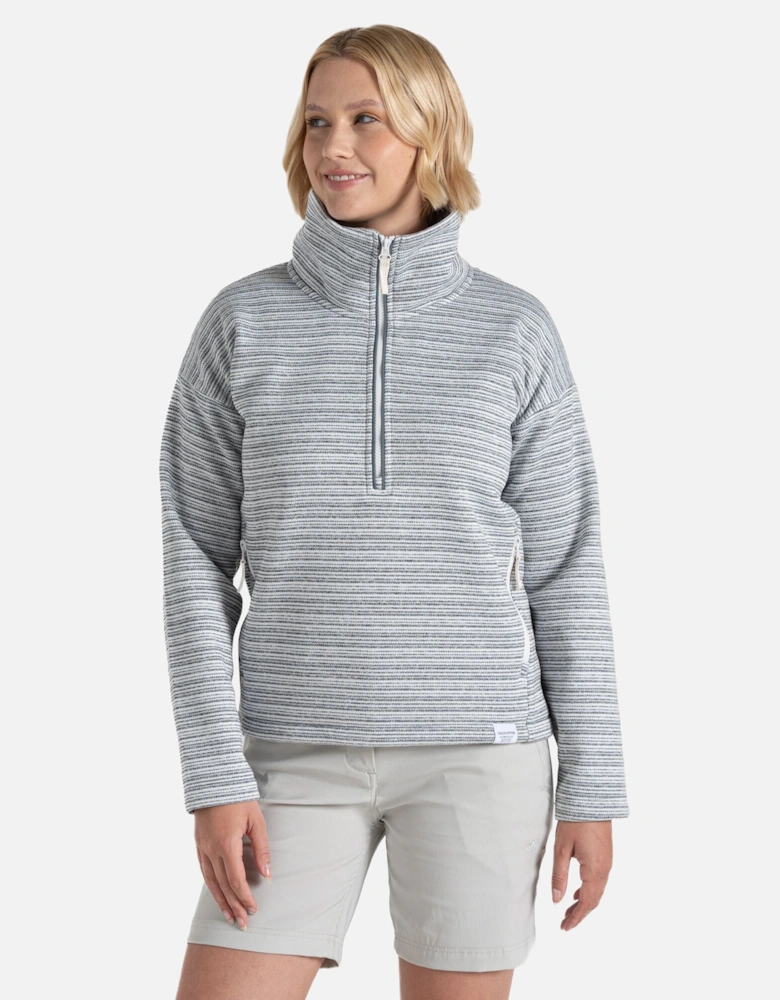 Womens/Ladies Daisy Stripe Half Zip Fleece Top