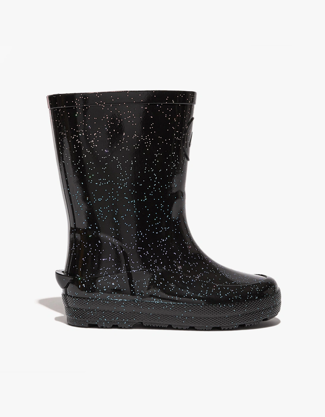FitFlop Girl's FitFlop WONDERWELLY Kids Rain Boots Black Glitter