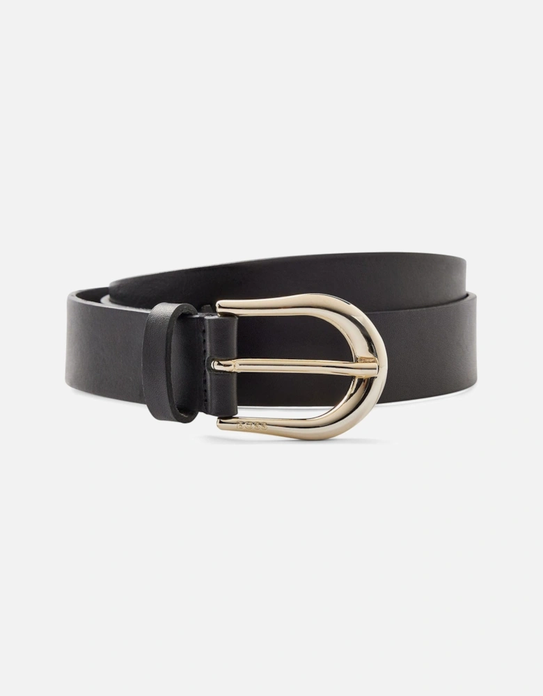 Rounded Buckle Leather Belt