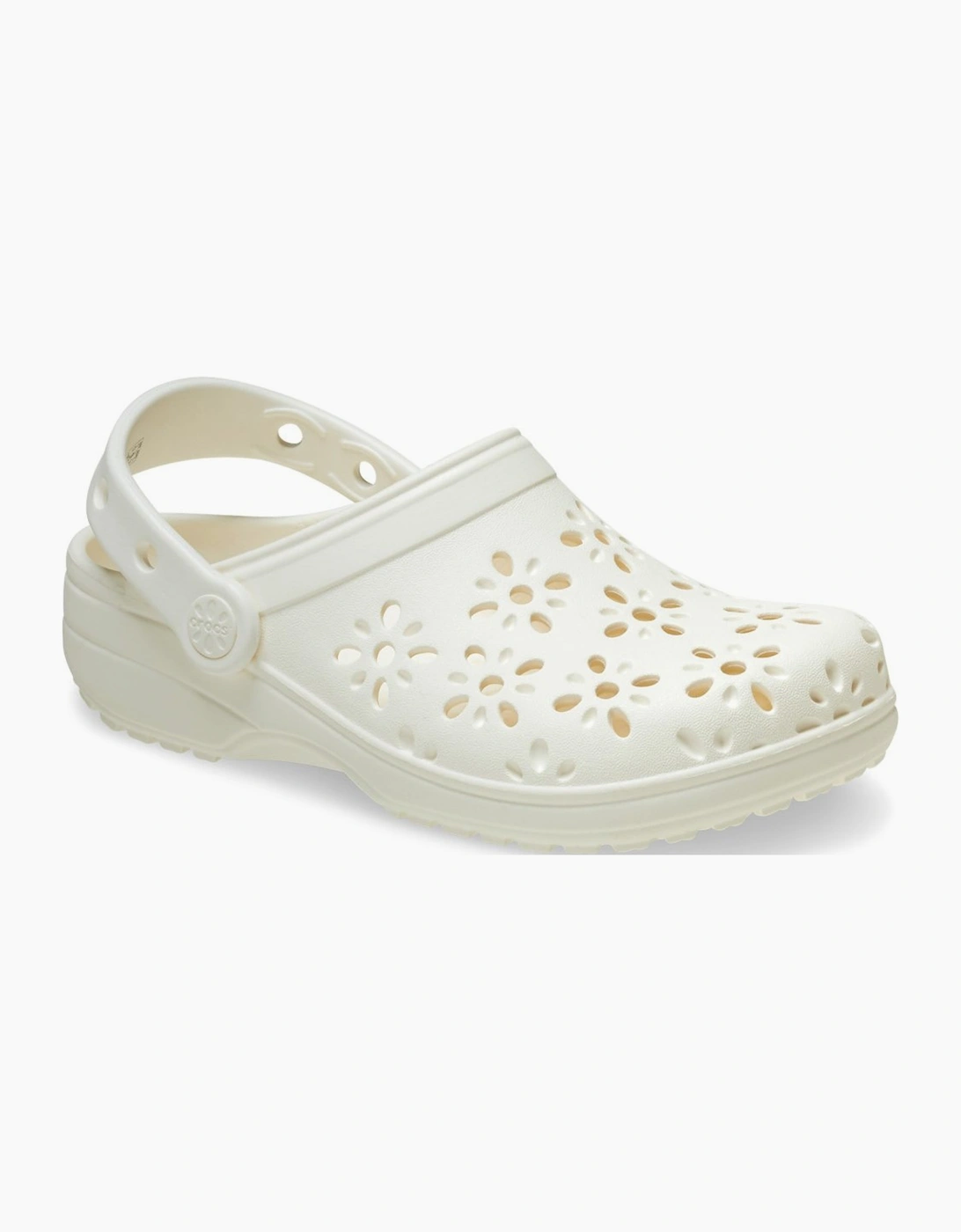 Crocs Women's Classic Floral Cut Out Womens Clogs - White - Size: 9