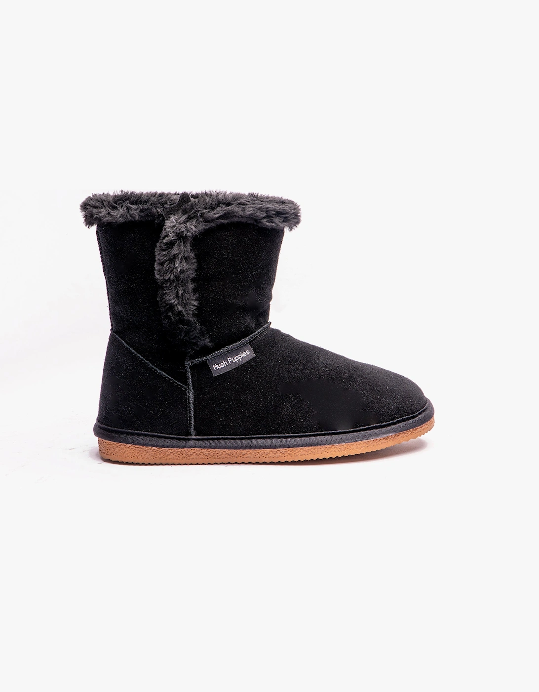 Hush Puppies Women's Hush Puppies ASHLEIGH Womens Suede Boot Slippers Black