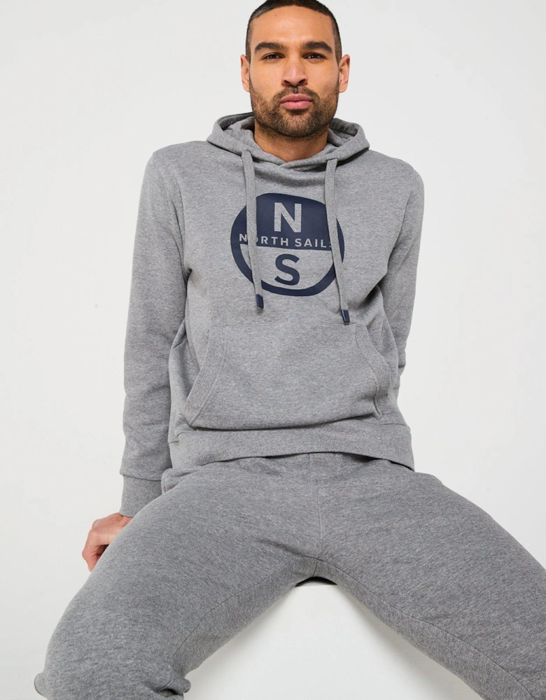 Chest Logo Overhead Hoodie - Light Grey