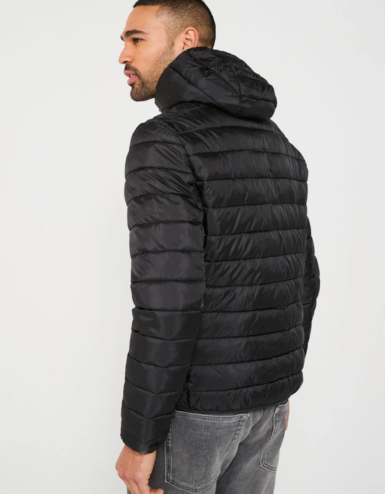 Skye Lightweight Ripstop Quilted Hooded Jacket - Black