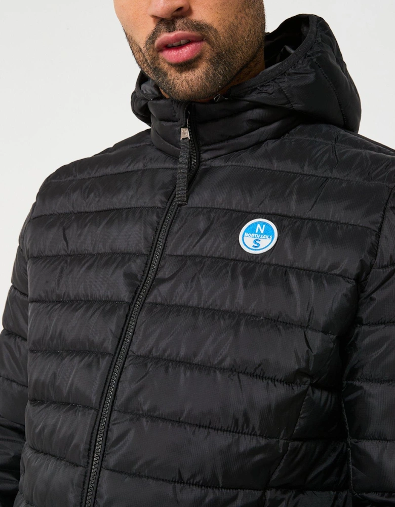 Skye Lightweight Ripstop Quilted Hooded Jacket - Black