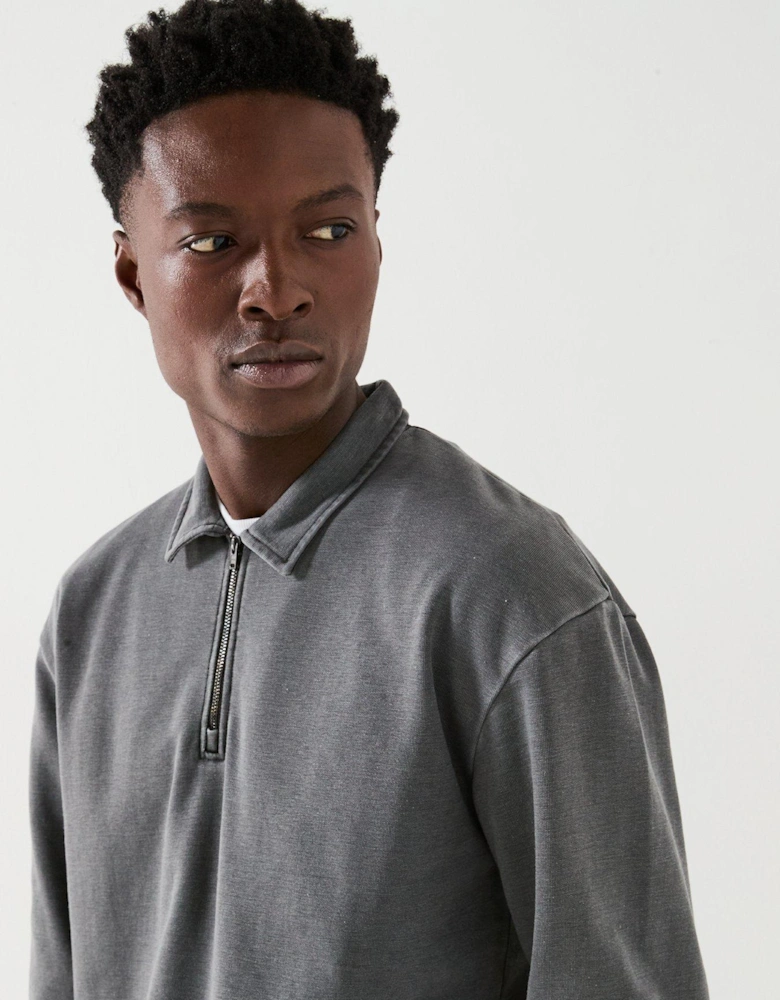 Heavyweight 1/4 Zip Sweat - Dark Grey