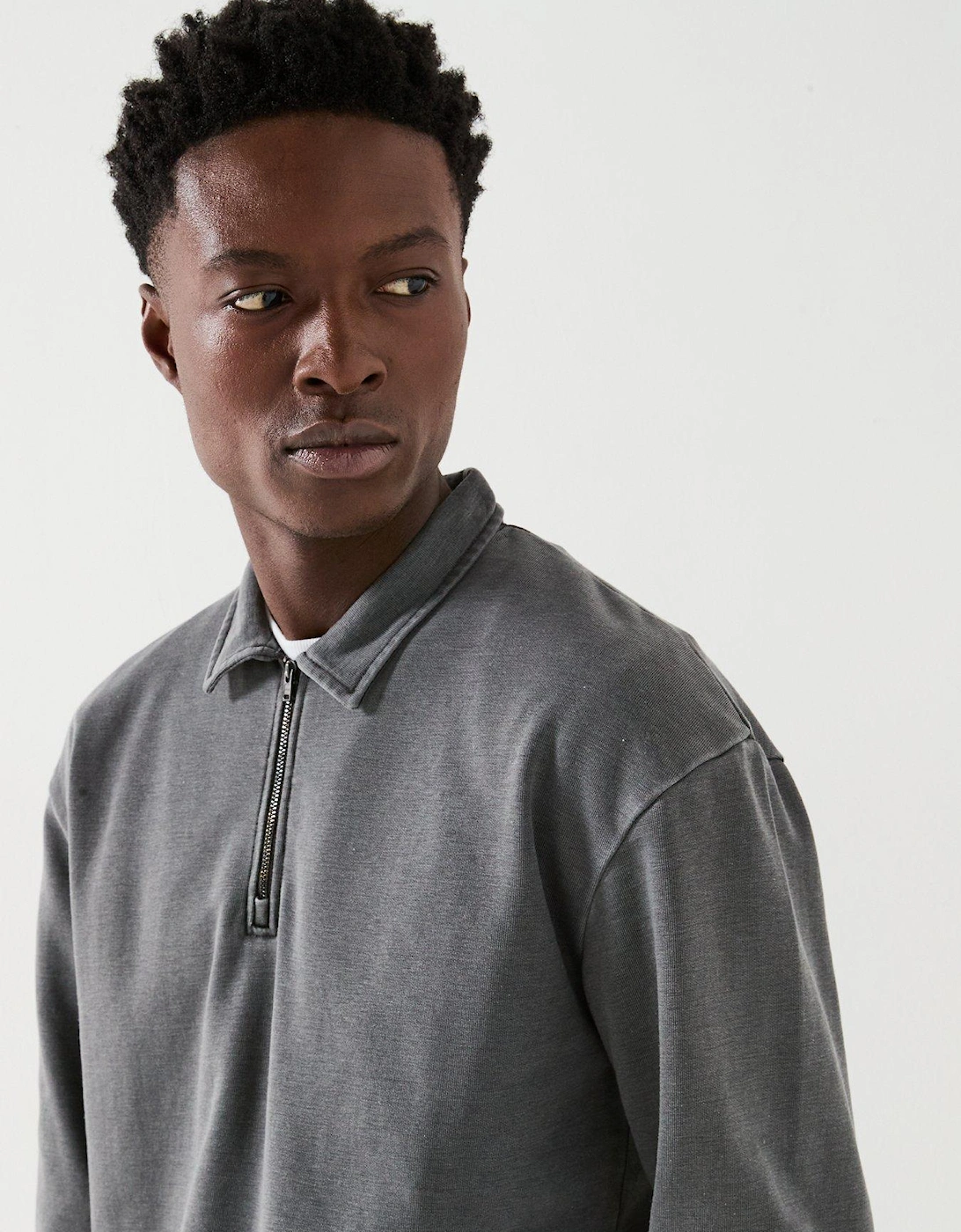 Heavyweight 1/4 Zip Sweat - Dark Grey