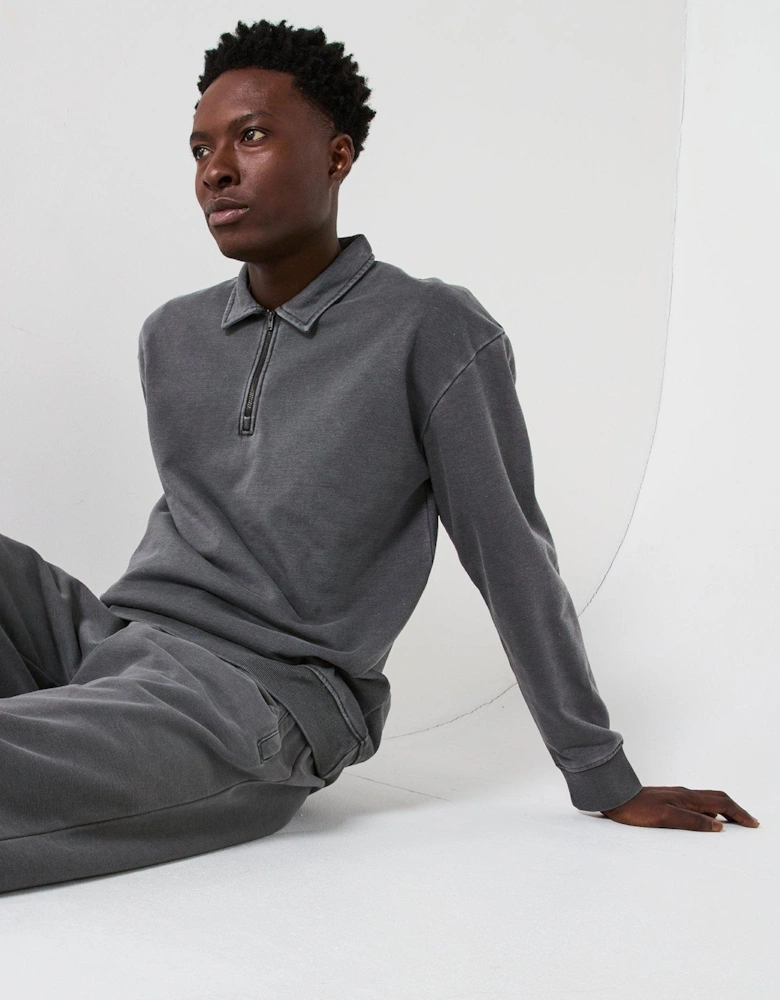 Heavyweight 1/4 Zip Sweat - Dark Grey