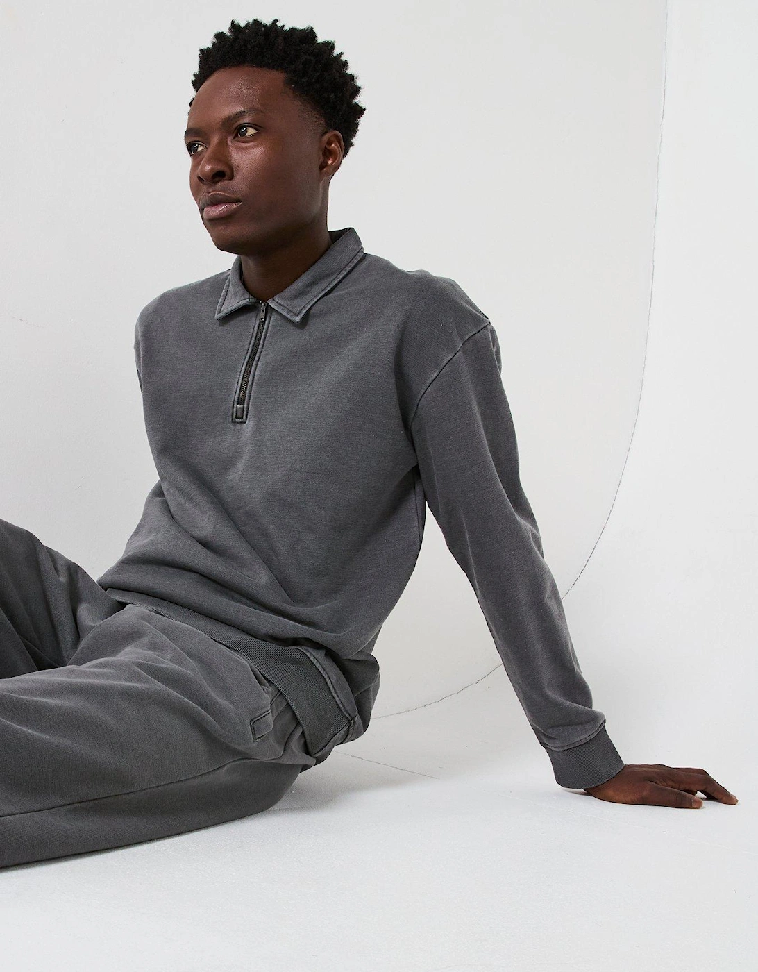 Heavyweight 1/4 Zip Sweat - Dark Grey