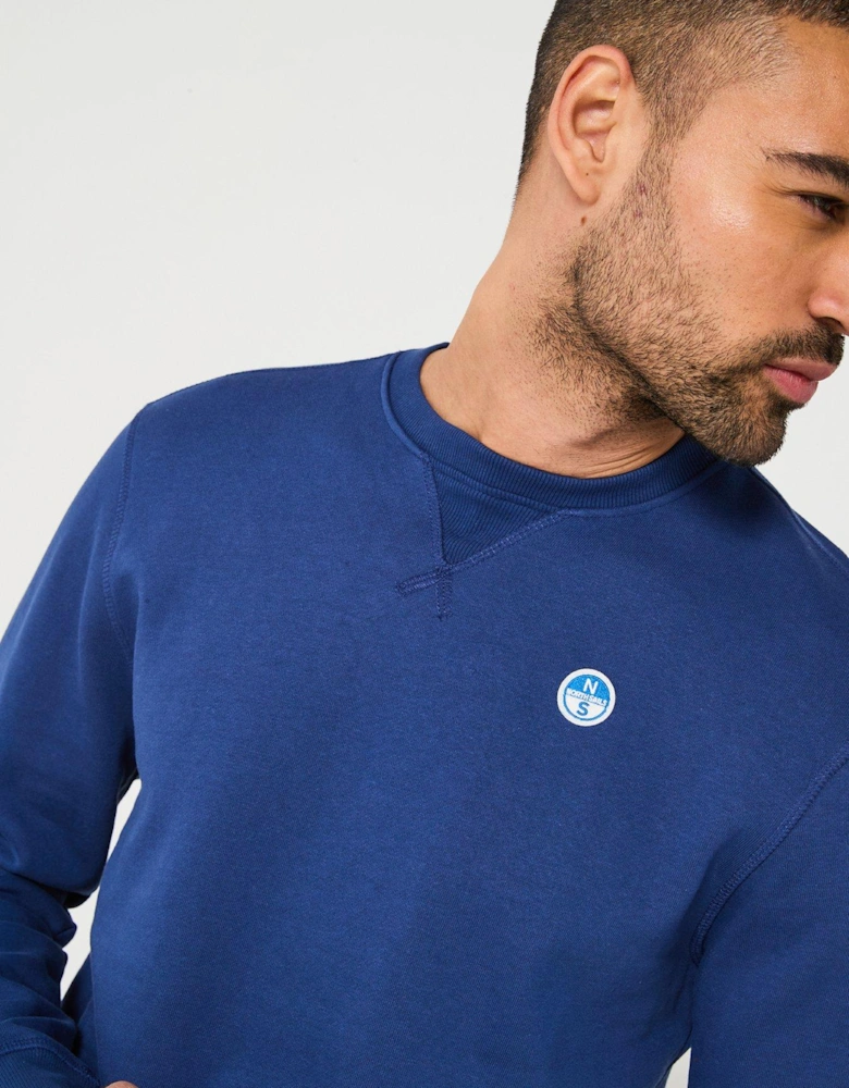 Left Chest Logo Crew Sweatshirt - Blue