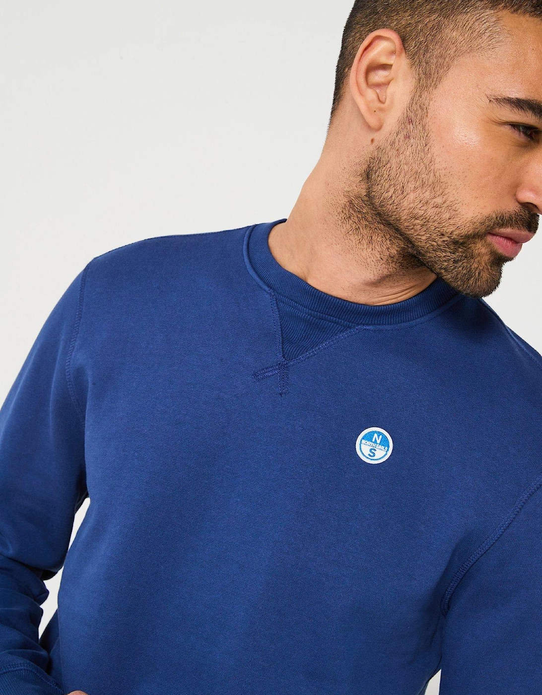 Left Chest Logo Crew Sweatshirt - Blue