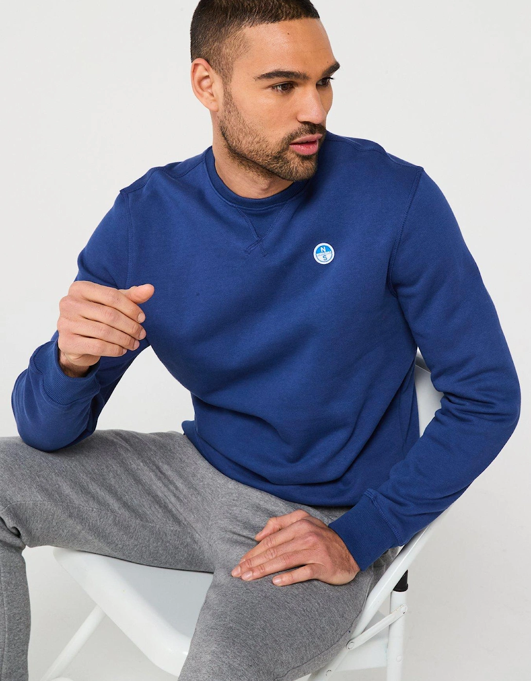 Left Chest Logo Crew Sweatshirt - Blue