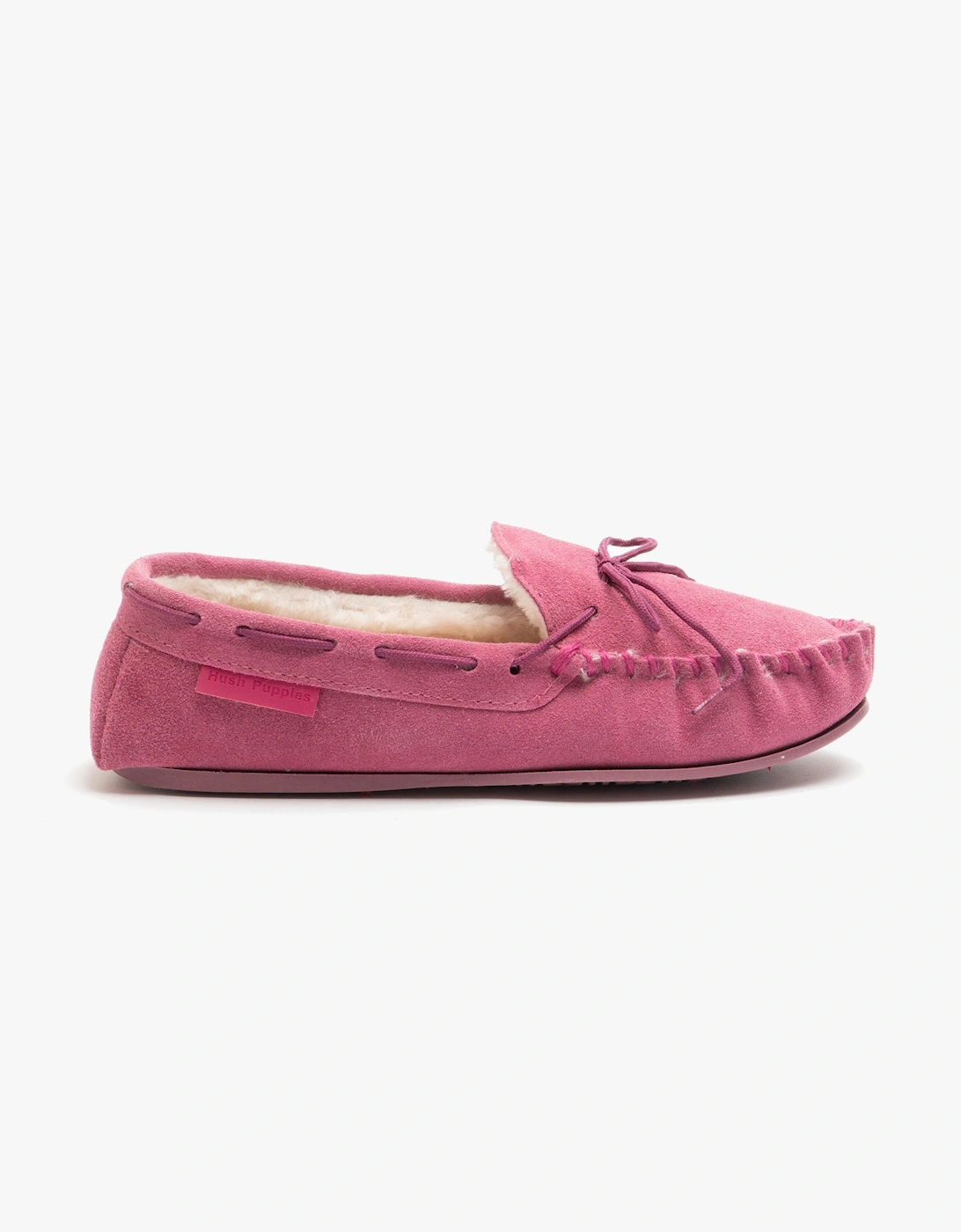 Hush Puppies Women's Hush Puppies ALLIE Womens Suede Moccasin Slippers Rose - Pink