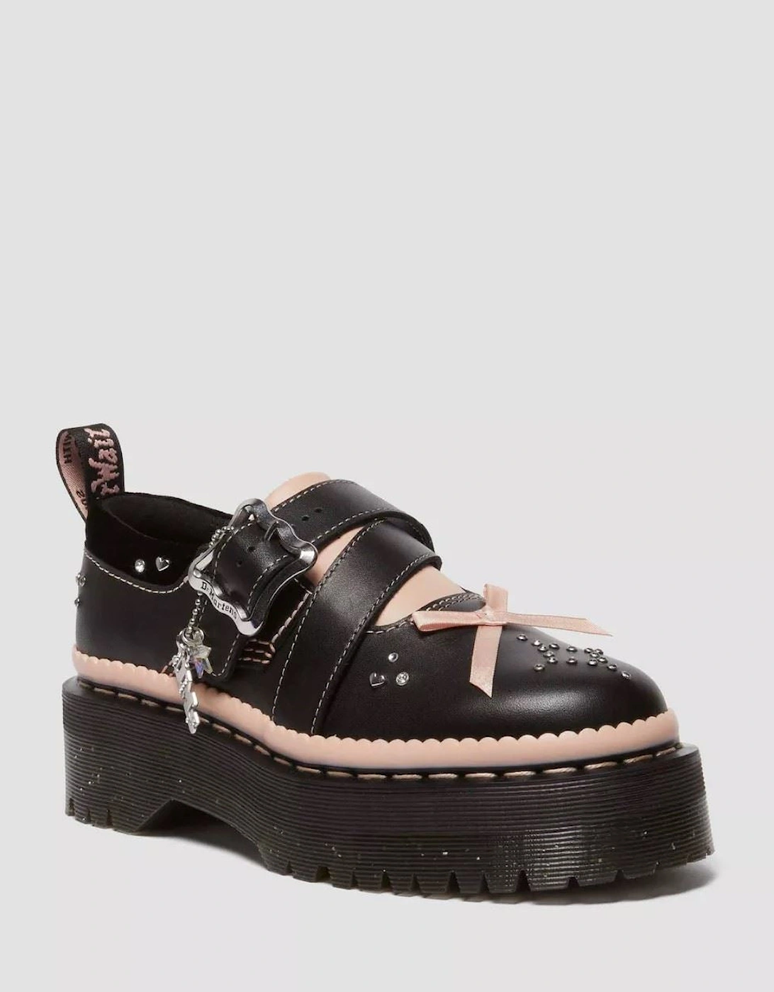 Dr. Martens Kemsley Athena Leather Women's Black/Powder Pink Shoes