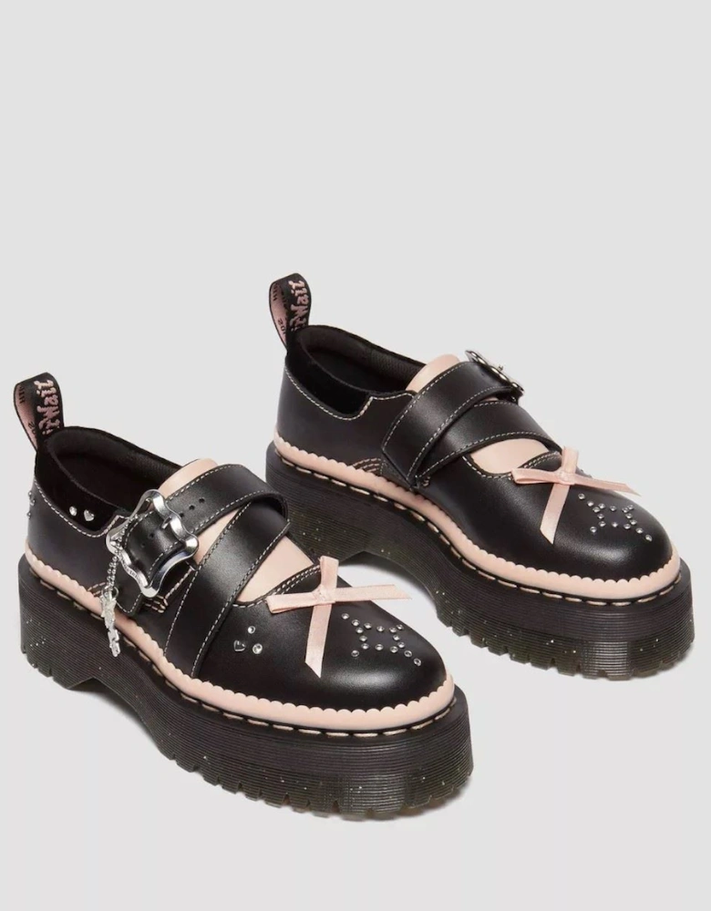 Dr. Martens Kemsley Athena Leather Women's Black/Powder Pink Shoes