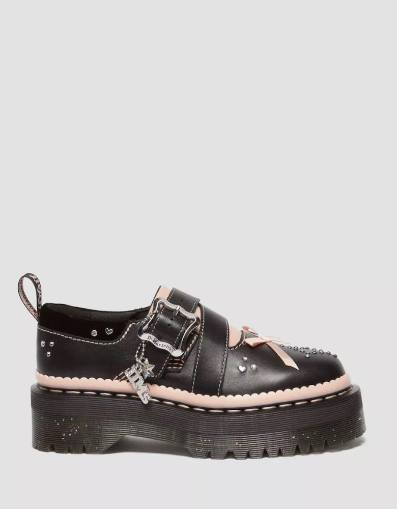 Dr. Martens Kemsley Athena Leather Women's Black/Powder Pink Shoes