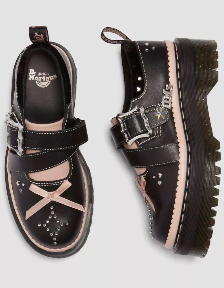 Dr. Martens Kemsley Athena Leather Women's Black/Powder Pink Shoes