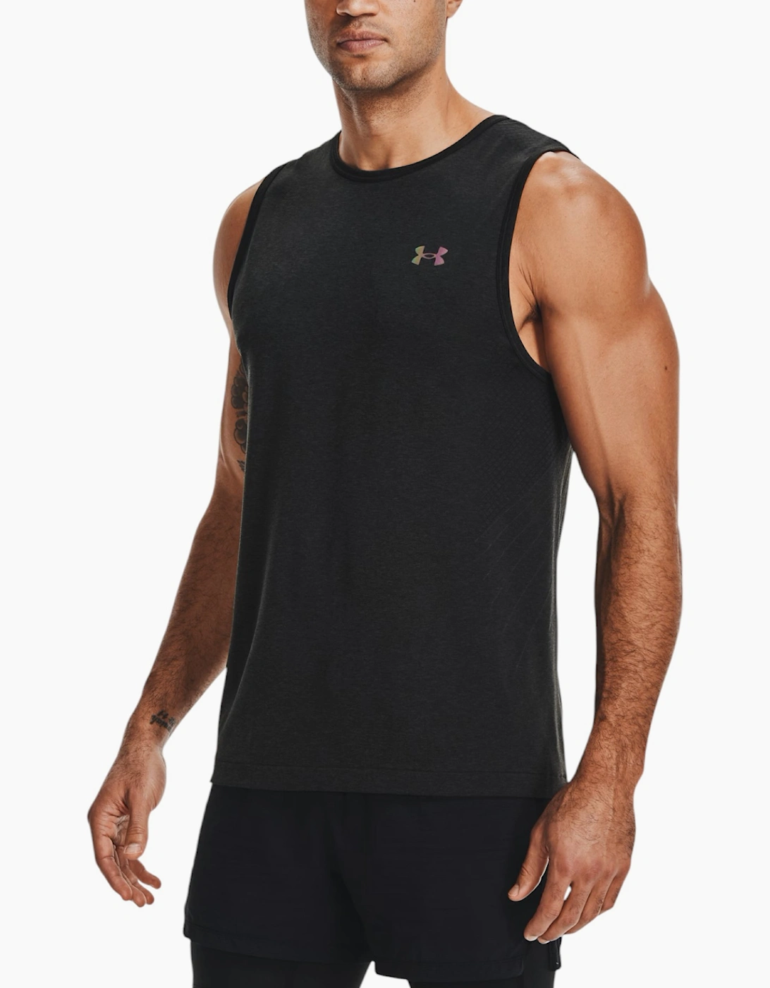 Men's Under Armour Mens Vests Tank Top Summer Training Gym Tops Running Top Black - Size: 38
