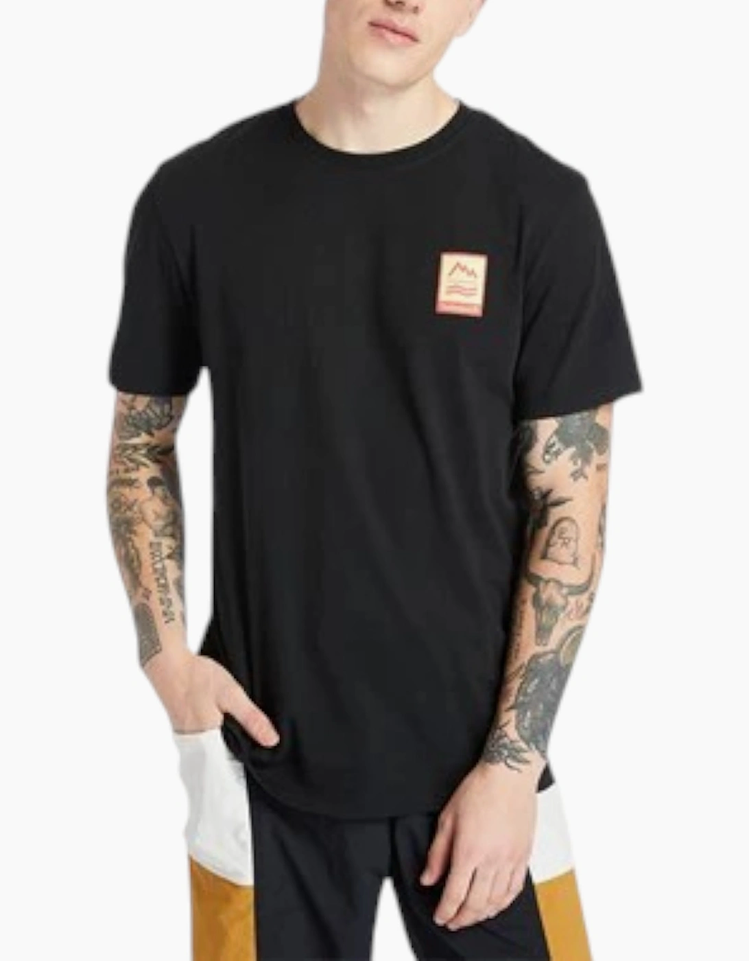 Men's Timberland A2DV3 Back Print Mens T Shirts Crew Neck Pullover Casual Cotton New - Black - Size: 40