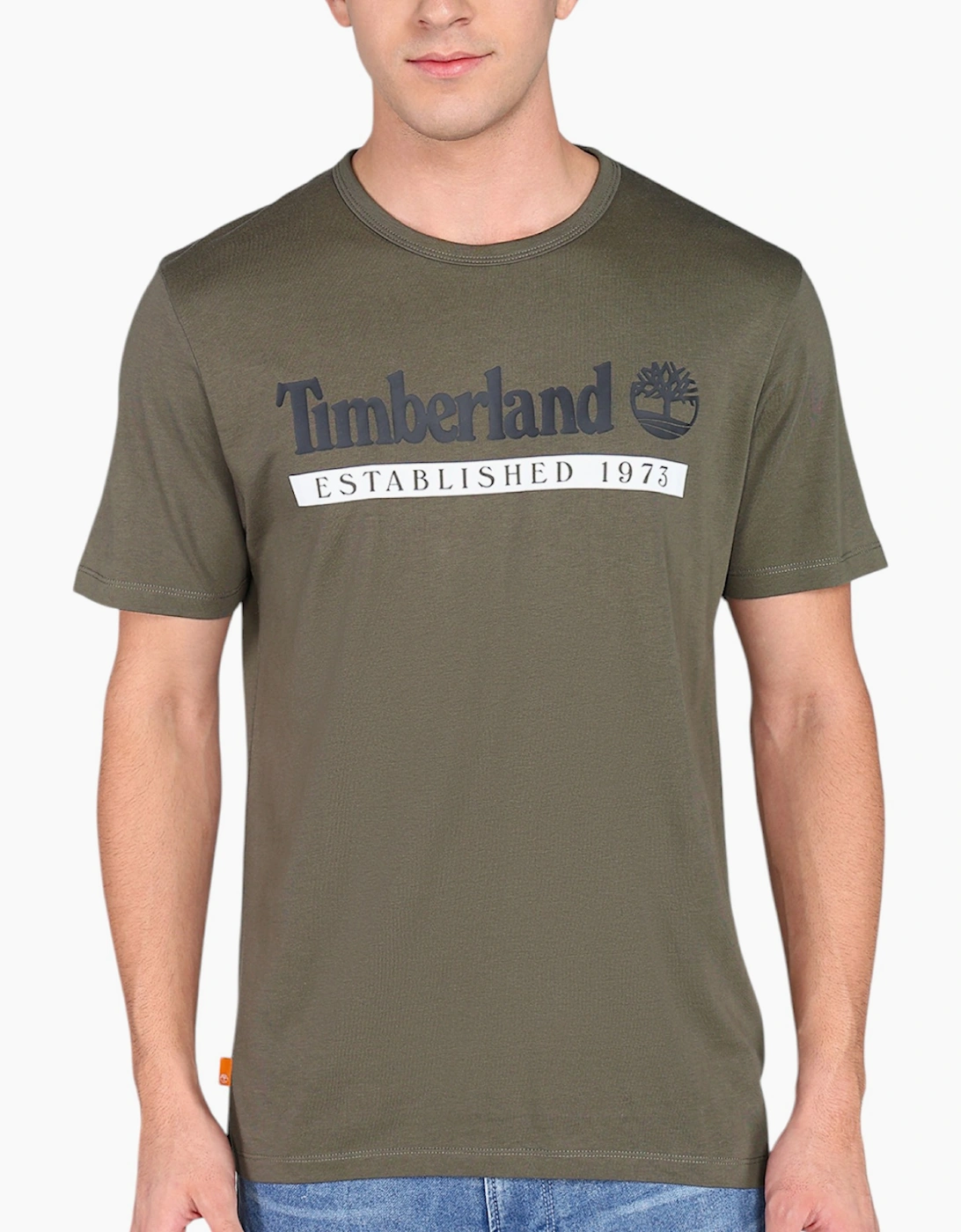 Timberland Men's Green T Shirts Logo Print Crew Neck Regular Fit Casual Cotton T Shirts  2XL
