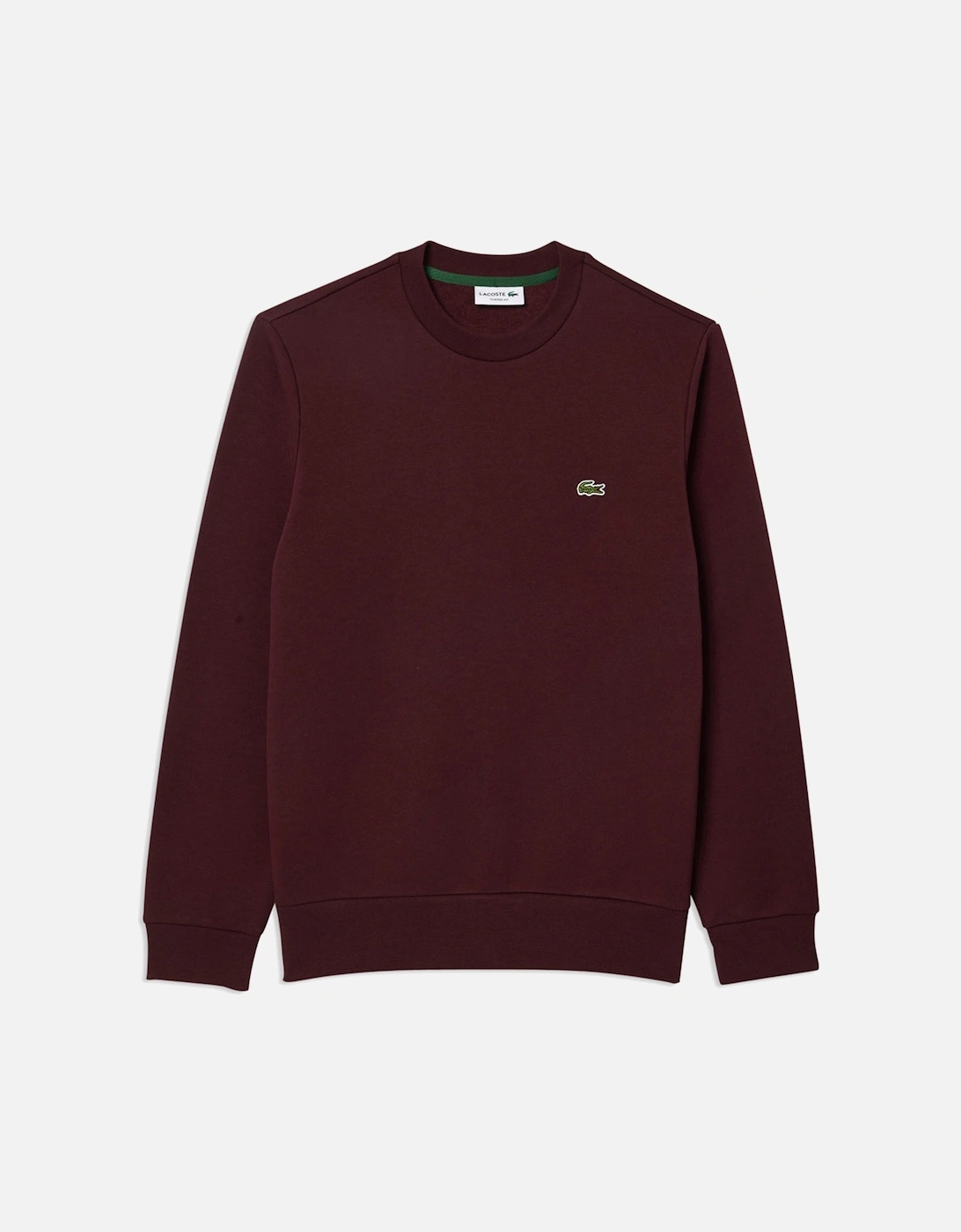 Lacoste Men's Red Bordeaux Fleece Crew Neck Sweatshirt - : 42 Xl