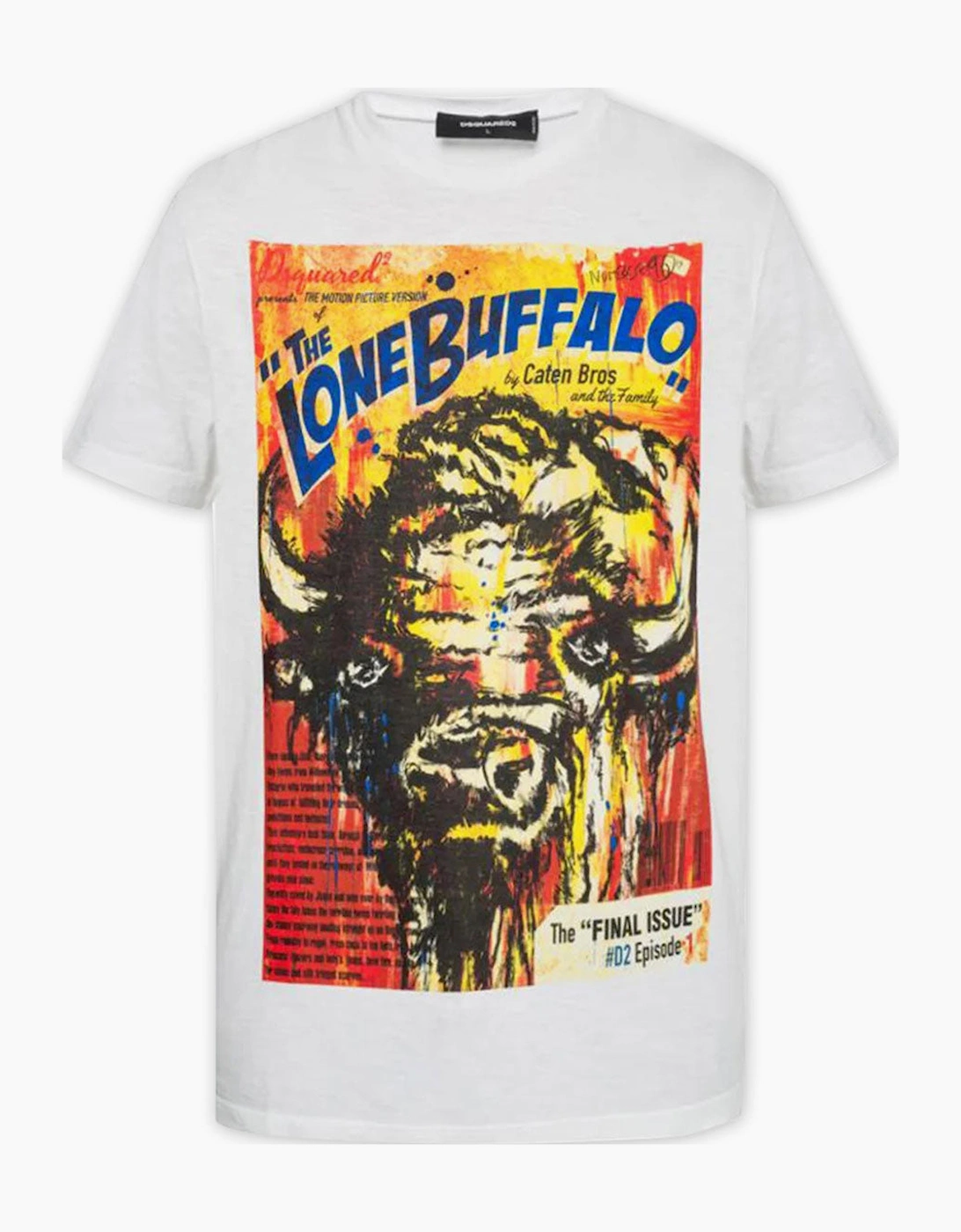 Dsquared2 Men's White The Lone Buffalo Graphic Print T-Shirt  36 S